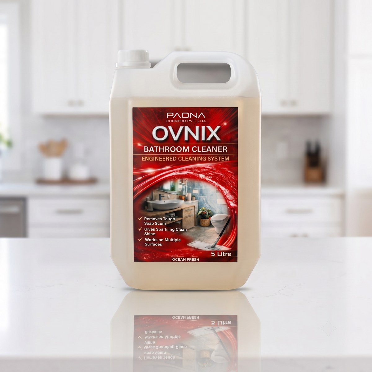 OVNIX Bathroom Cleaner container front label