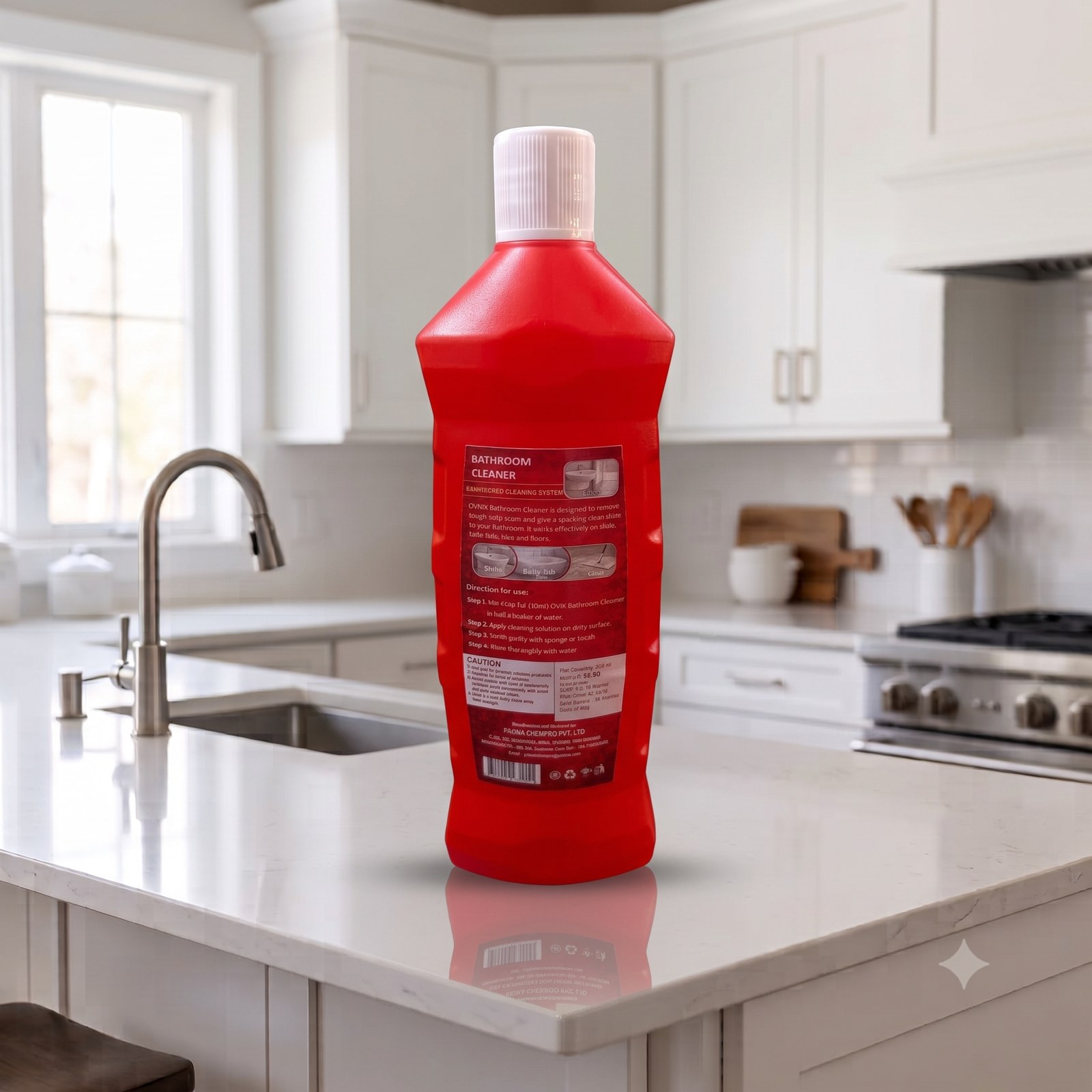 OVNIX Bathroom Cleaner 500 ml back label with usage instructions