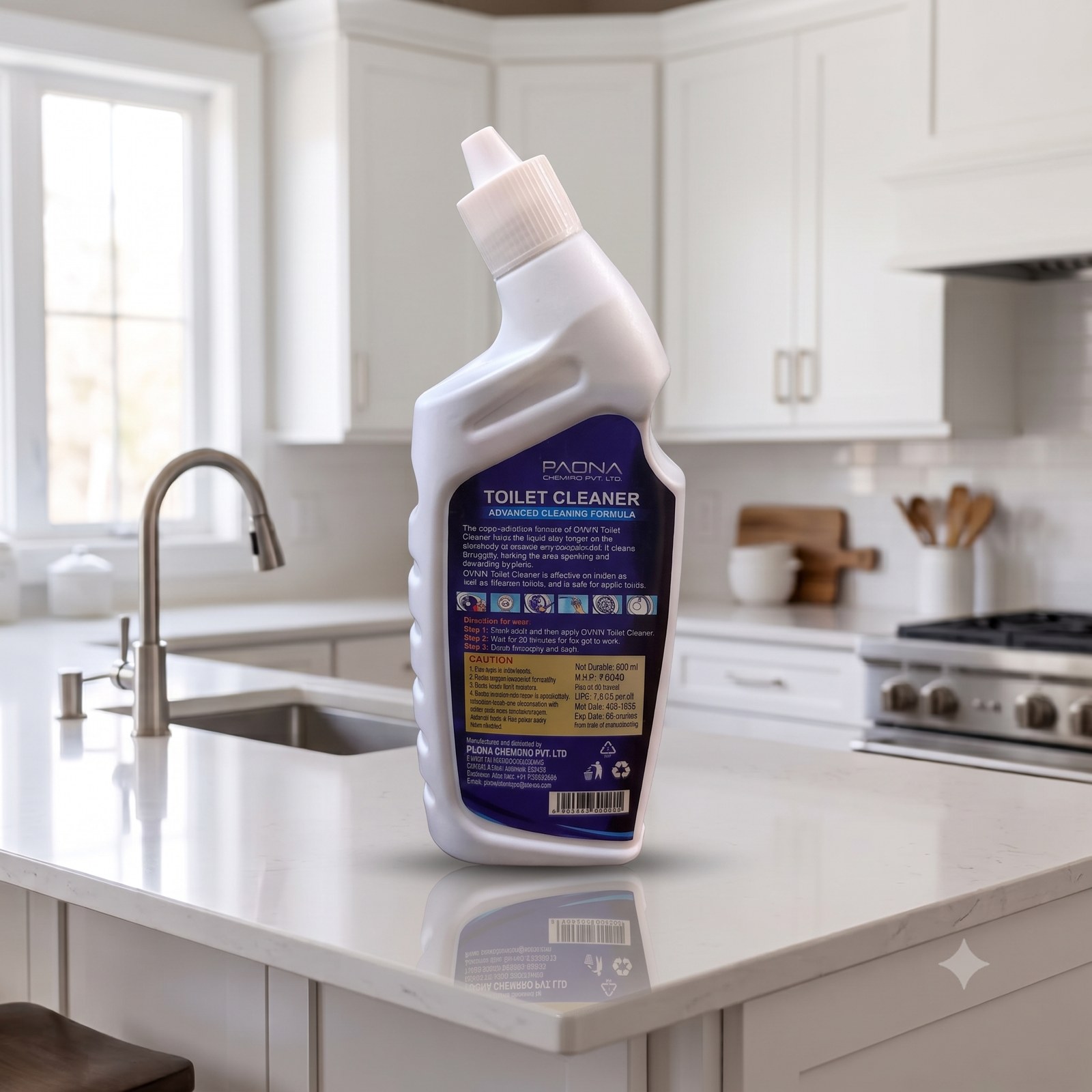OVNIX Toilet Cleaner 500 ml back label with usage instructions