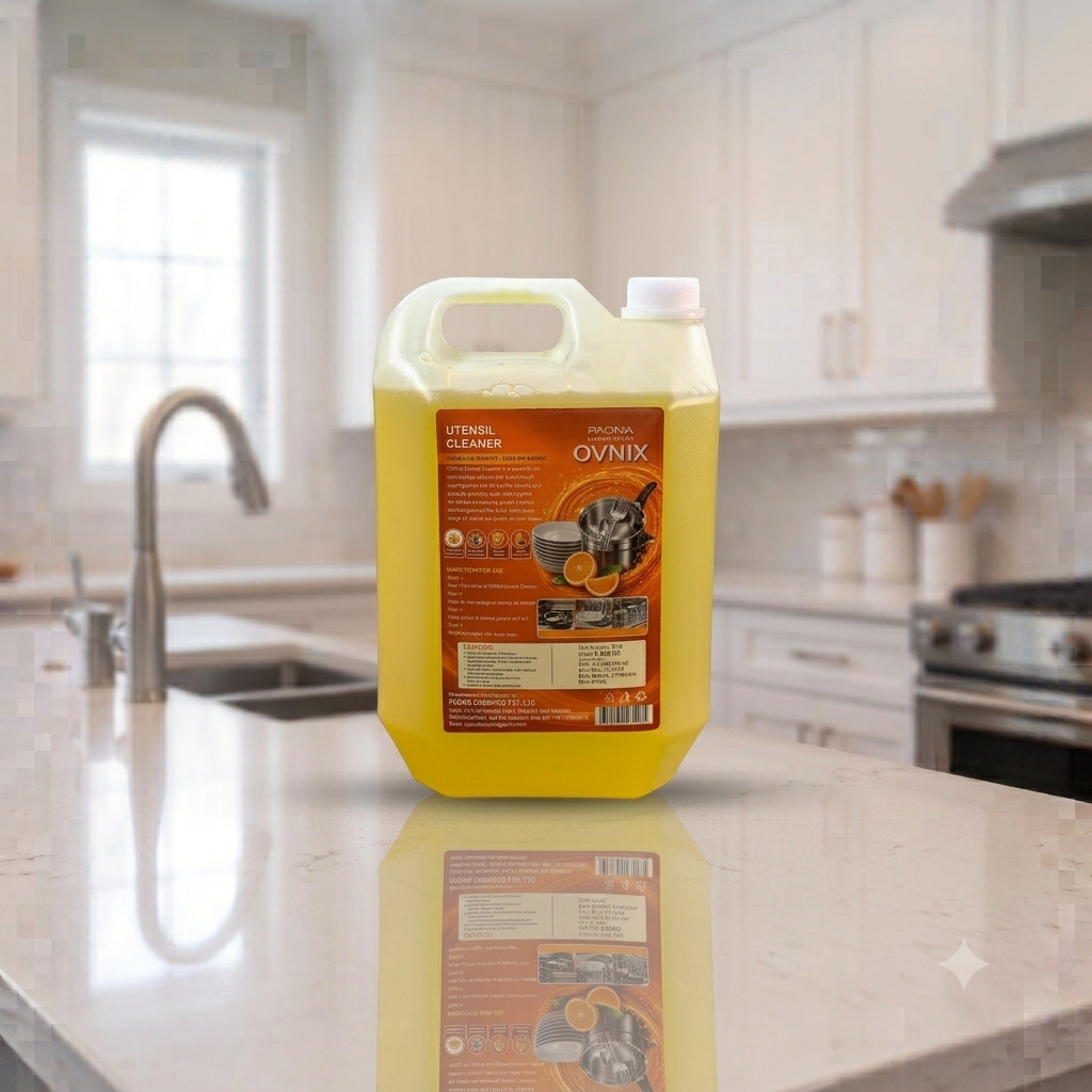 OVNIX Utensil Cleaner container back label with usage instructions